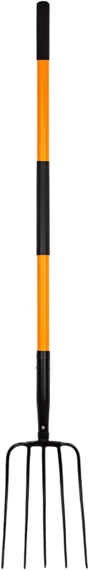 VNIMTI Pitch Fork for Gardening, 5 Tine Pitchfork Heavy Duty with Fiberglass Handle, 58 Inches