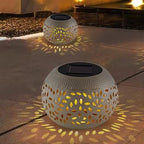 Solar Lanterns Waterproof Outdoor Decor - 1 Pack White Hollow Out Metal Solar Lights - Unique Gifts for Women Mom Wife - Outside Garden Yard Porch Indoor Tabletop Retro Decorations