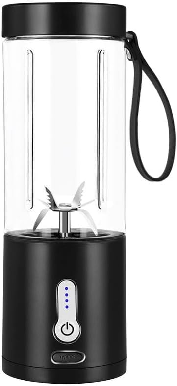 Portable Juicer Blender – 530ml USB Rechargeable Personal Blender for Shakes, Smoothies & Juice – Food Grade PC, Leak-Proof Rubber Seal, Lightweight Travel Bottle Mixer – Black