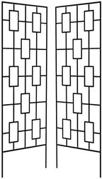 Panacea 84447 Contemporary Trellises, Black, 78" H, Set of 2 – Tall Modern Metal Trellises for Climbing Plants, Geometric Outdoor Garden Trellis with Durable Steel Construction