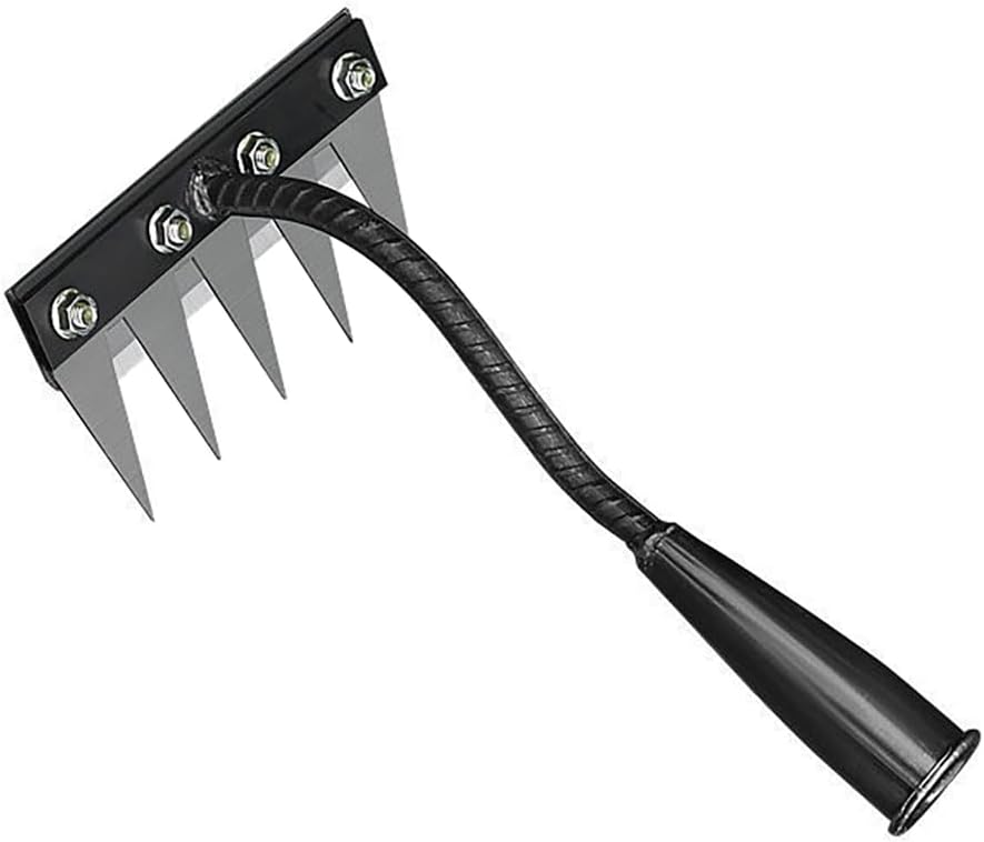 Gardening Hand Weeder Tool,Manual Weeder Tool with Detachable Blades, 4 Sizes High Carbon Steel Dual-Edge Design for Farm Garden Lawn Weed Removal, Soil Cultivation & Root Extraction (5 Tines)