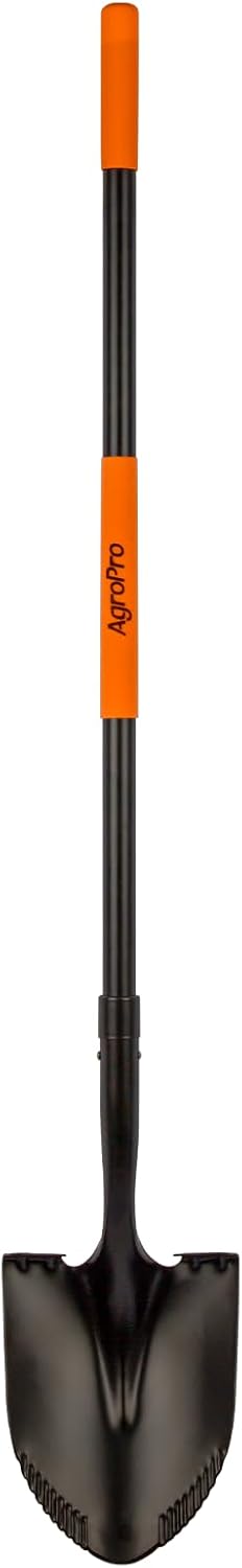 Shovel for Digging, Metal Shovel with Long Fiberglass Handle, Heavy Duty Shovel for Digging, 58 Inches