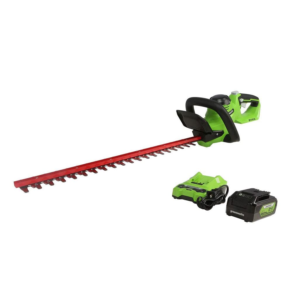 Greenworks 24V 22" Cordless Laser Cut Hedge Trimmer, 4.0Ah USB Battery and Charger Included