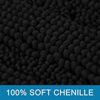 H.VERSAILTEX Bathroom Rugs Bath Rug Set 2 Piece Bathroom Contour Rug Toilet Mat Sets Non Slip Contour Bath Rug Ultra Thick Water Absorbent Striped Bath Mats Washable(47" x 17" Plus 20" x 20" U, Black)