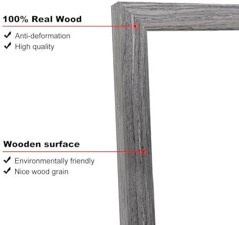 KINLINK A5 Picture Frame, Grey Solid Wood Frames with Acrylic Plexiglass for Pictures 4x6 with Mat or A5 without Mat, Tabletop and Wall Mounting Display 4 Pack
