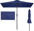 6.5' x 10' Rectangular Patio Umbrella Large Outdoor Market Umbrella w/UV Protection, Push Button Tilt and Crank Lift, Rectangle Table Umbrella for Garden, Deck, Pool, Patio, Navy Blue