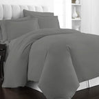 Pizuna Pure 100% Cotton Queen Duvet Cover Set, Luxurious 400 Thread Count Long Staple Cotton Sateen Weave with Button Closure (Combed Pearl Grey Cotton Duvet Cover Queen)