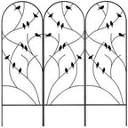 Panacea 84495 Perching Birds Trellises – Set of 3, 72" Tall Black Steel Trellises with Bird & Twig Design – Decorative Outdoor Plant Supports for Roses, Ivy, Vines & Garden Landscaping