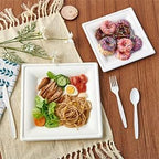 ECOLipak 120 Pack Compostable Paper Plates, 10 inch and 8 inch Heavy Duty Eco friendly Sugarcane Biodegradable Disposable Square Plates for Party Dinner Birthday
