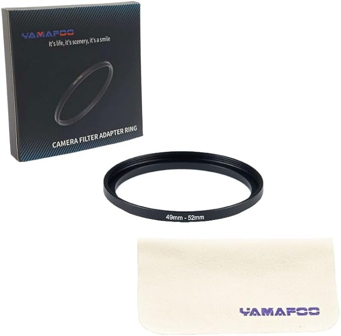 YAMAFOO 49mm to 52mm Step-Up Ring/Step Down Rings Filter Adapter for All Brands UV ND CPL Metal Ring Step-Up Rings Adapter Filter,Black (49-52)