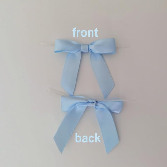 50pcs 2-1/2" Light Blue Satin Ribbon Bows with Twist Ties for Gift Wrapping Packing Christmas Decoration(Lt.Blue)