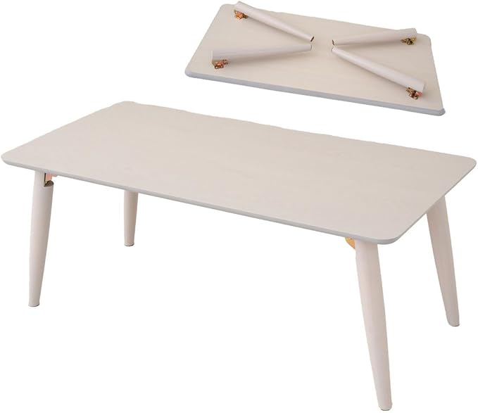 EMOOR Wood Folding Coffee Table Rectangle Large (20.5"x41.3") Light Gray, Floor Sitting Low Table Small Space Minimalist Japanese Tatami Room