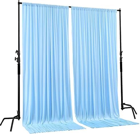 AK TRADING CO. 10 feet x 10 feet Polyester Backdrop Drapes Curtains Panels with Rod Pockets - Wedding Ceremony Party Home Window Decorations - Light Blue (DRAPE-5X10-LTBLUE)