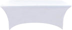 6-Pack 4ft White Spandex Table Covers for Rectangular Folding Tables - Wrinkle Resistant Stretch Tight Table Cloths - Ultimate Fitted Table Protector for Parties, Trade Shows, and Wedding