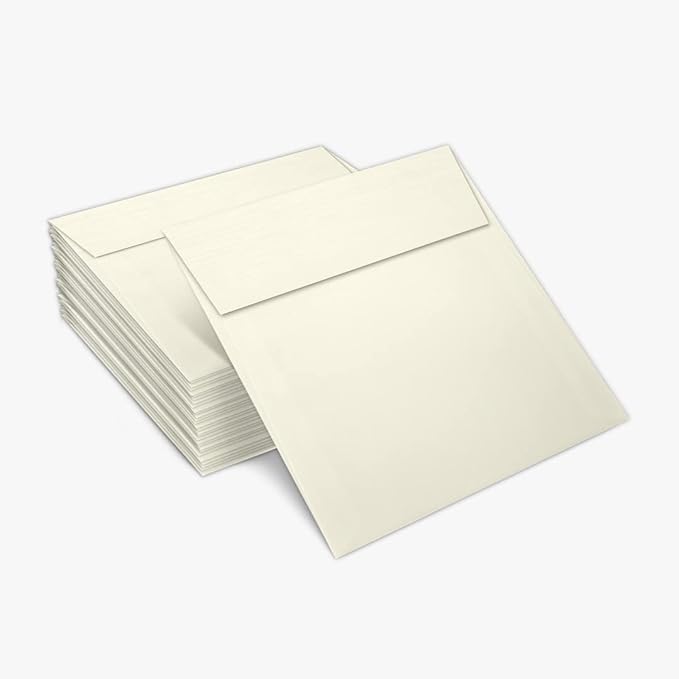 LUXPaper Square Invitation Envelopes | Peel & Press | 5" x 5" | Natural Linen | 80lb. Text | 50 Qty
