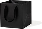 Black Paper Gift Bag 4 in Paper Box Small Square Bottom Paper Bags with Handles for Wedding Baby Shower Birthday Party (Black, 4 x 4 x 4 in, 10 CT)