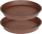 2 Pack of 16 17 inch Plant Saucer (15 inch Base), 2.3" Depth, Plant Trays for Pots, Plastic Plant Saucers for Indoors, Bird Bath Bowls, Flower Pot Drip Trays for Planter (17", Chocolate)