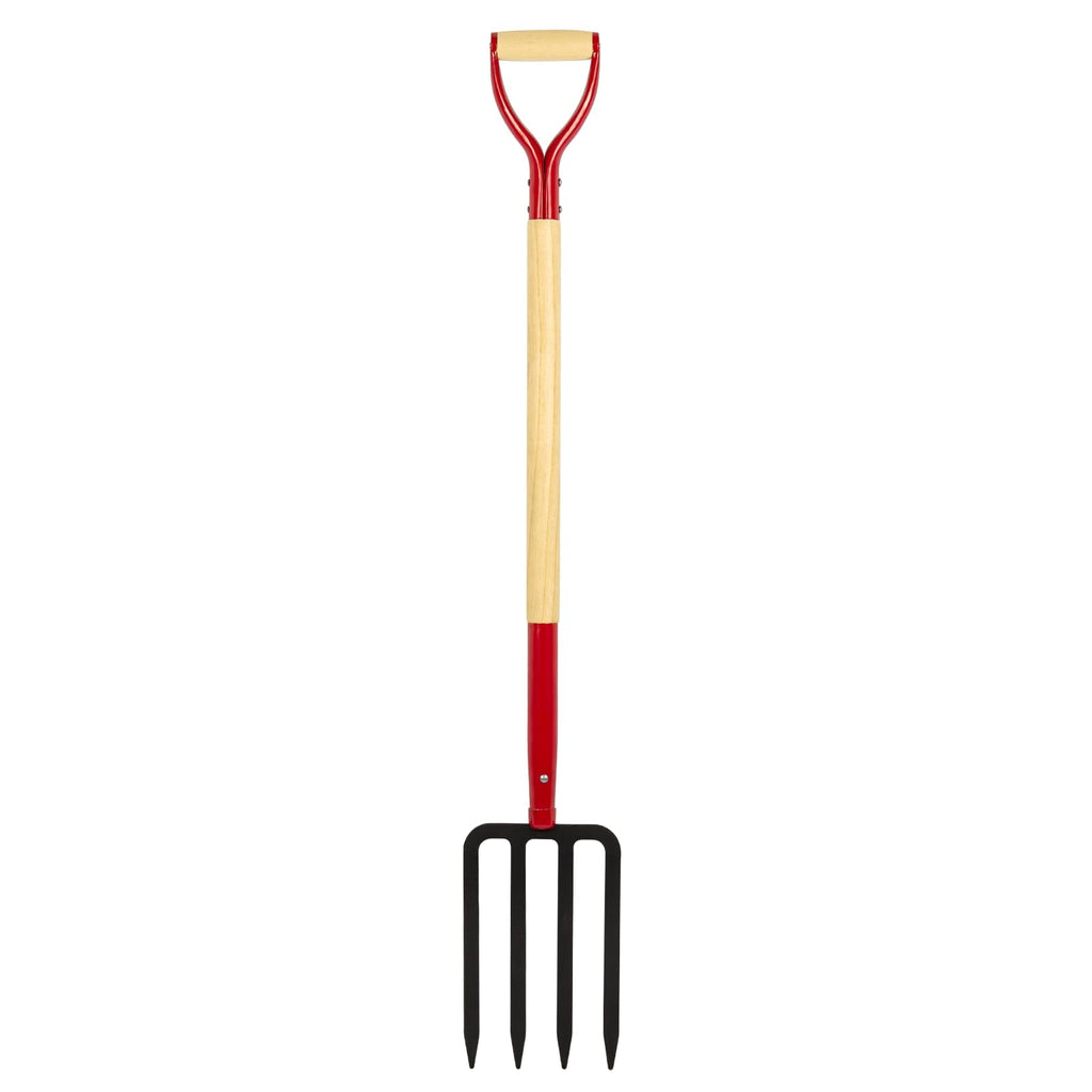 Dikuyeel Heavy Duty Garden Fork for Digging, 4 Tines Pitch Fork for Gardening Compost, Garden Pitch Fork with Wooden Handle, 45 Inches