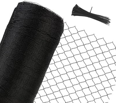 Junflying Bird Netting for Garden, 7.5X65 FT, 1/2“ Mesh, Strong Woven Deer Fence Netting for Garden Protection with Ties, Protect Vegetables, Fruit Trees, Blueberry Bushes, Strawberry Plants