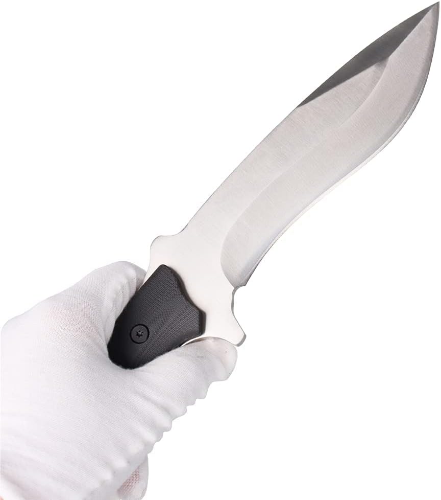 MASALONG kni227 dog leg straight fxied blade Bowie full tang Hunting Knife with Leather Sheath for Camping, Hiking, Survival