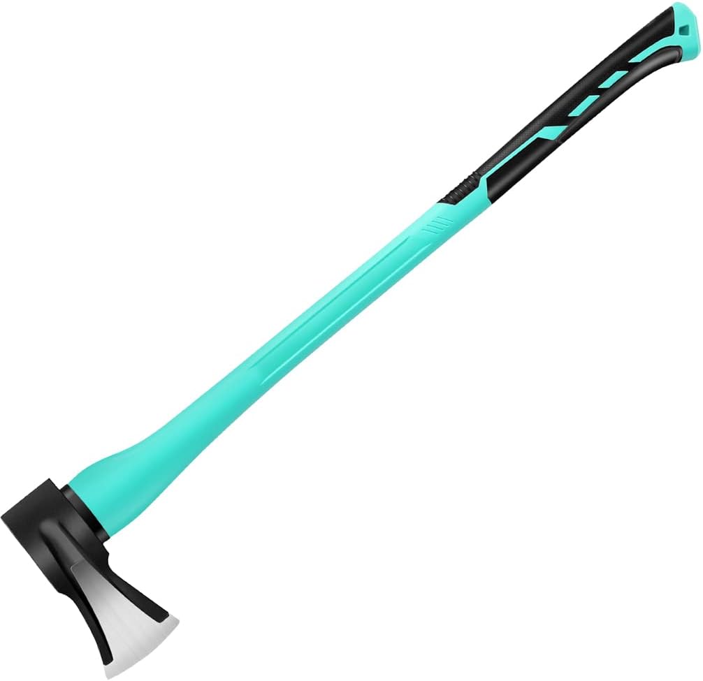 36" Splitting Axe, Chopping Axe|Splitting Maul for Firewood,|6.8Lbs Heavy Duty Forged Carbon Steel, Fiberglass Composite Handle & Ergonomic Anti-Slip Grip