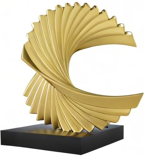 Gold Ocean Wave Statue, Modern Abstract Art, Resin Statue, Office Desk & Shelf Decor Accent for Men