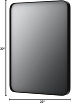 LOAAO Black Metal Framed Bathroom Mirror for Wall, 22X30 Inch Rounded Rectangle Mirror, Matte Black Bathroom Vanity Mirror Farmhouse, Anti-Rust, Hangs Horizontally or Vertically