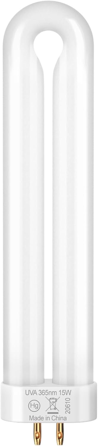 GOOTOP Replacement Bulb for Zap T6 Pro, K15, T9,X3 Bug Zapper, 15W, 4-Pin Base, U-Tube Bulb Twin Tube Bulb