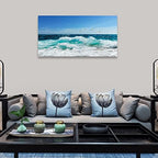 tigeridge Sea Beach Canvas Wall Art for Living Room Wall Decor Ocean Waves Canvas Pictures Blue Surfing Water Seagull Canvas Prints Artwork Office Home Wall Decorations Framed Ready to Hang 24" x 48"