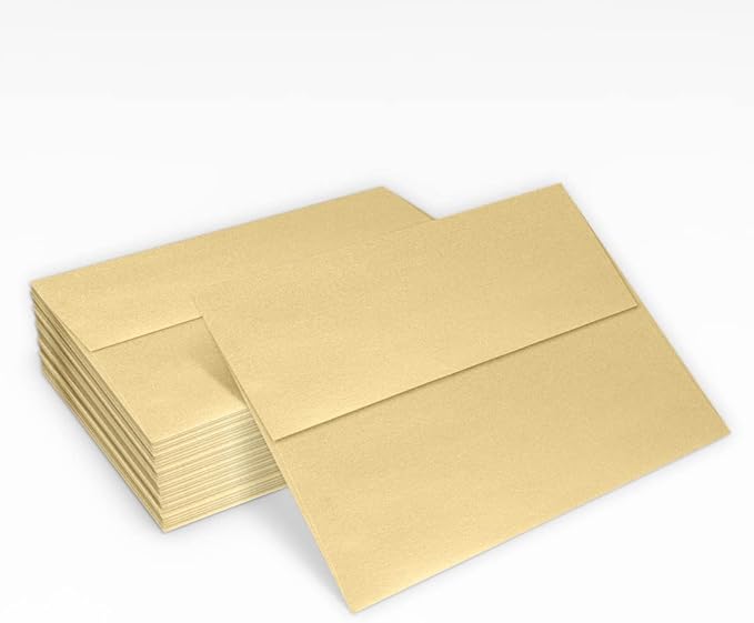 LUXPaper A7 Invitation Envelopes | Peel & Press | 5 1/4" x 7 1/4" | Blonde Metallic | 80lb. Text | 1,000 Qty