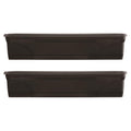 Southern Patio Set of 2 Planter Pots, 36 Inch Rectangular Indoor Outdoor Medallion Hanging Windowsill Garden Box Planters, Black