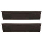 Southern Patio Set of 2 Planter Pots, 36 Inch Rectangular Indoor Outdoor Medallion Hanging Windowsill Garden Box Planters, Black