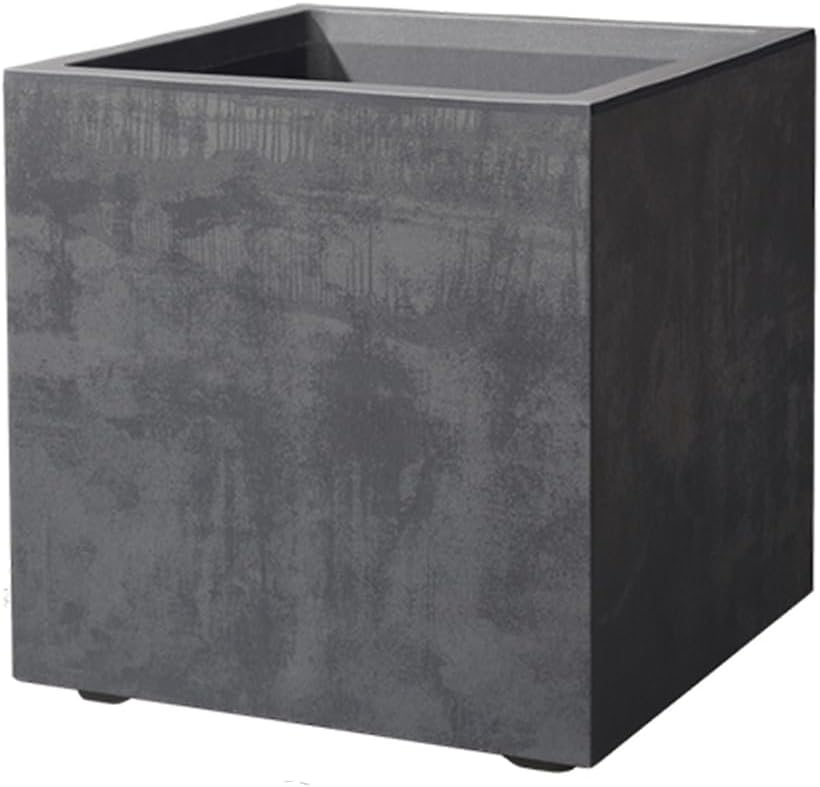Deroma Millennium 10” Cube Planter | Light & Durable Plastic | Indoor or Outdoor Square Pot for Patio/Porch | Includes Water Reserve & Drain Plug | Trendy Planter for Plants, Flowers, Garden | Black