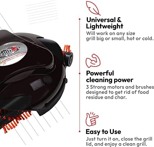Grillbot Automatic Grill Cleaning Robot with Nylon Brushes, BBQ Grill Cleaner, Grill Brush, Grill Scraper, BBQ Accessories (Black Grillbot)