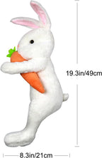 Hongsome Easter Bunny Tree Topper Decorations,Spring Plush Rabbit Hugged Carrot for Tree Basket Stuffers Holiday Home Party Supplies Decor White