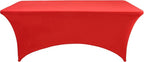 2-Pack 6ft Red Spandex Table Covers for Rectangle Standard Folding Tables - Wrinkle Resistant Stretch Tablecloths - Ultimate Fitted Table Protector for Parties, Trade Shows, Banquet