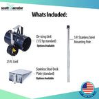 Scott Aerator DeIcer for Lakes & Ponds | 3/4 Horse Power 115V Stainless Steel | 100 ft. Electric Corded Cable Included with Dock Mount Assembly | Made in USA