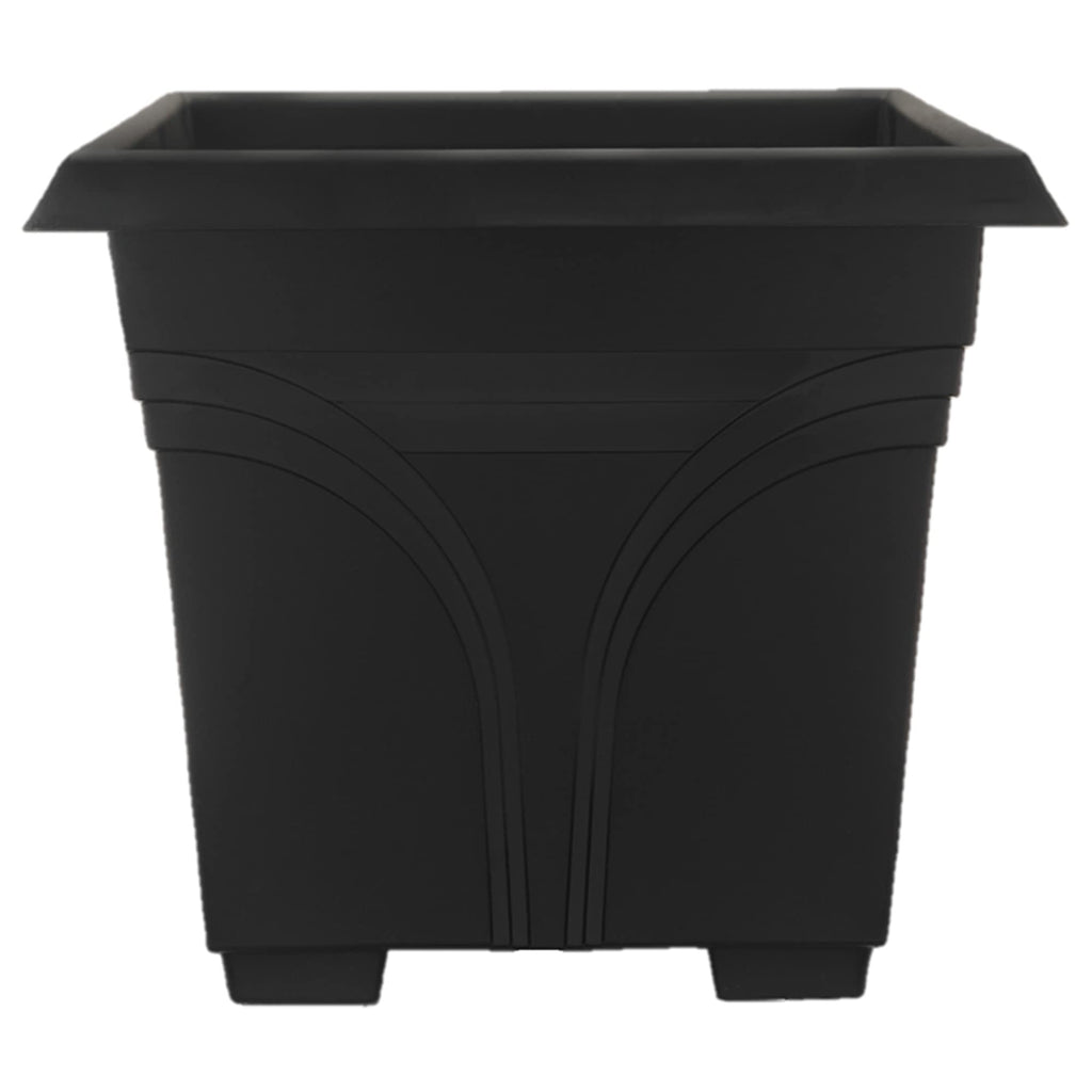 Southern Patio Set of 2 Planter Pots, 36 Inch Rectangular Indoor Outdoor Medallion Hanging Windowsill Garden Box Planters, Black