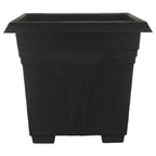 Southern Patio Set of 2 Planter Pots, 36 Inch Rectangular Indoor Outdoor Medallion Hanging Windowsill Garden Box Planters, Black