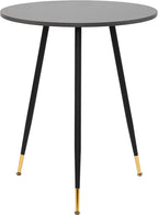 NOBPEINT Round Modern Wooden Side Table, 28 Inches End Table with 3 Metal Legs (Grey)