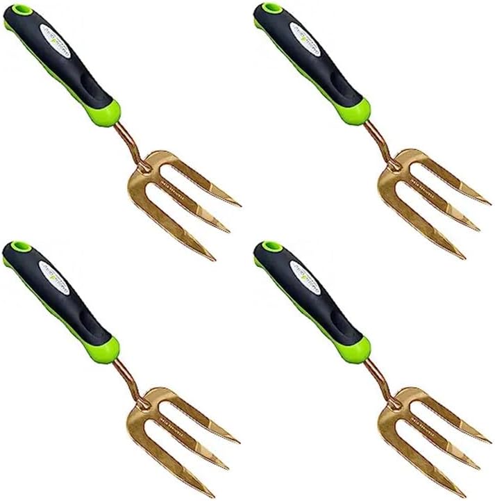 Garden Guru Titanium Hand Weeder Fork Tool – Rust Resistant – Ergonomic Handle – Great for Planting, Spreading Mulch, Weeding, Loosening & Transplanting Soil (4 Pack)