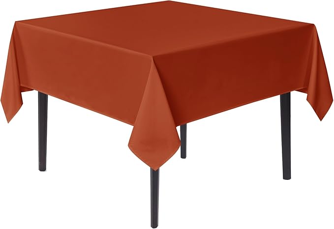 sancua Square Tablecloths 85x85 Inch Rust - Fabric Fall Table Cloth for Square or Round Tables, Burnt Orange Washable Polyester Table Cover for Thanksgiving, Holiday Party, Decorative Display Tables