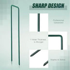 4 inch 25 Pack Green Galvanized Landscape Staples 11 Gauge Garden Stakes Pins Anti-Rust Ground Stakes U-Shaped Tent Stakes are Used for Weed Barrier, Irrigation Tubing, Yard Lawn, Landscape Fabric