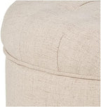 Homepop Home Decor Button Tufted Woven Round Storage Ottoman Large