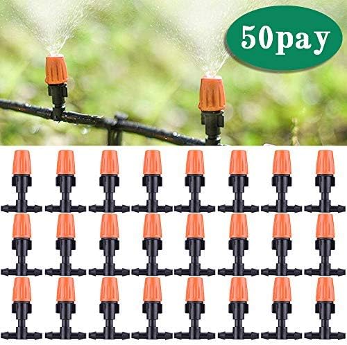 Dceyaor Three-Way Adjustable Garden Irrigation Nozzle, Garden/Roof Cooling Atomizing Plastic Nozzle, Greenhouse Vegetable Irrigation(50 Sets)