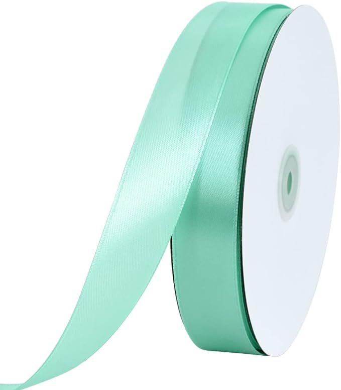 TONIFUL 1 Inch x 100yds Teal Turquoise Blue Satin Ribbon, Thin Solid Color Satin Ribbon for Gift Wrapping, Crafts, Hair Bows Making, Wedding Party Decoration, Invitation Cards, Floral Bouquets