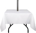 Outdoor Tablecloth Wrinkle-Free Stain Resistant Waterproof Polyester Fabric Table Cover with Zipper Umbrella Hole for Picnic/Party/Dinner/Patio Garden(60×60inch Square,Zippered,White)