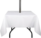 Outdoor Tablecloth Wrinkle-Free Stain Resistant Waterproof Polyester Fabric Table Cover with Zipper Umbrella Hole for Picnic/Party/Dinner/Patio Garden(60×60inch Square,Zippered,White)