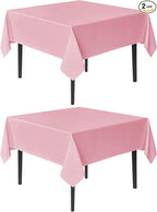 sancua Square Tablecloths 70x70 Inch, 2 Pack - Pink Fabric Table Cloth for Square or Round Tables, Washable Polyester Table Cover for Outdoor Party, Birthday, Decorative Display Tables