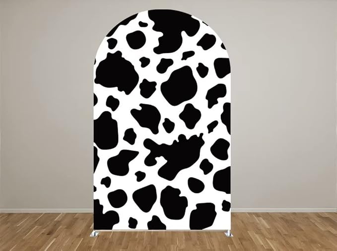 Arch Backdrop 7ft Height Chiara Arch Stand Covers Stretchy Spandex Fabric Cow Pattern Background for Birthday Baby Shower Party Decoration